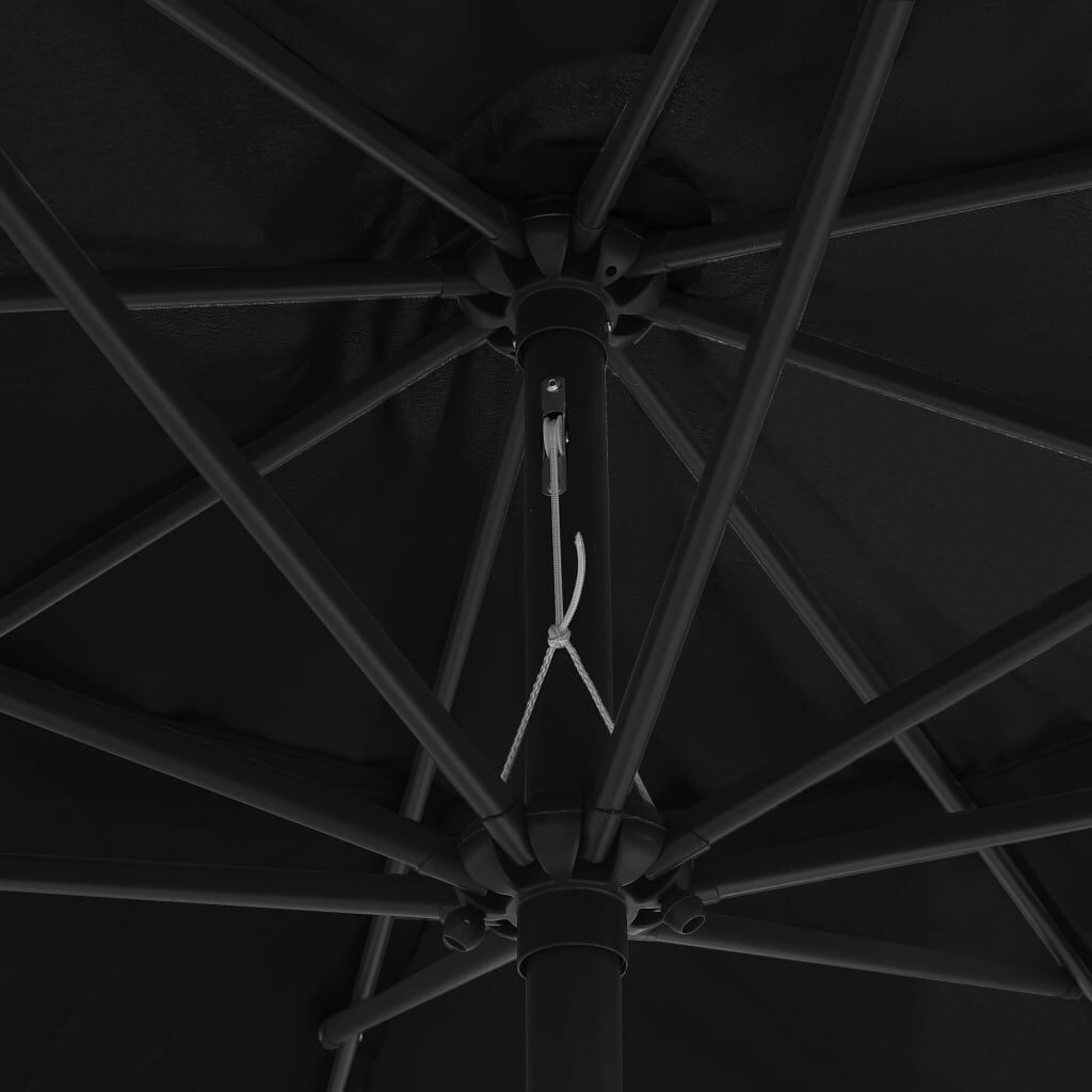 Zwarte parasol met metalen paal, 390 cm - 34% korting