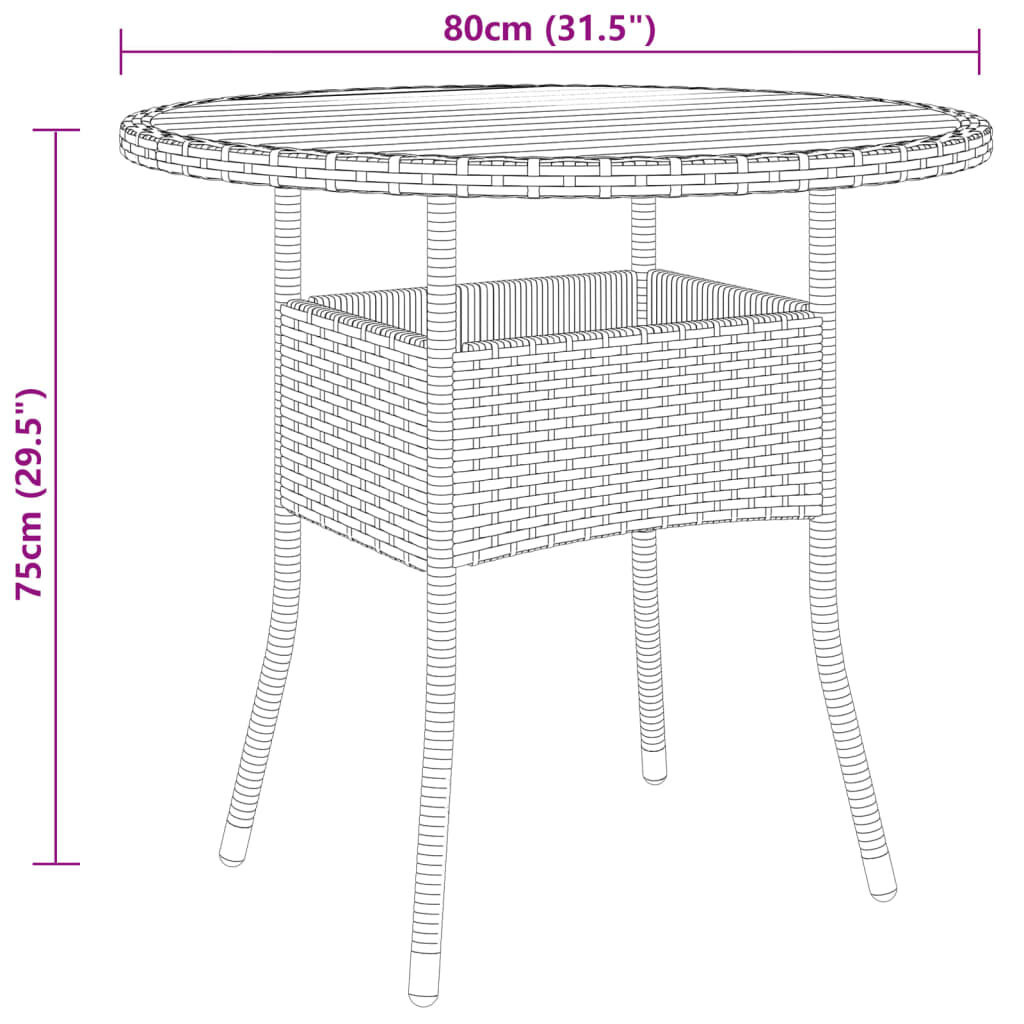 Acaciahouten Tuintafel met Poly Rattan & 34% Korting