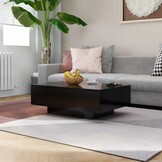 Zwarte Salontafel 90x60x31 cm Bewerkt Hout - 53% Korting!
