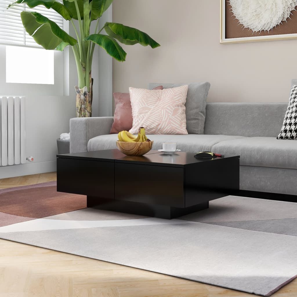 Zwarte Salontafel 90x60x31 cm Bewerkt Hout - 53% Korting!
