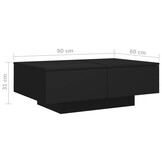 Zwarte Salontafel 90x60x31 cm Bewerkt Hout - 53% Korting!