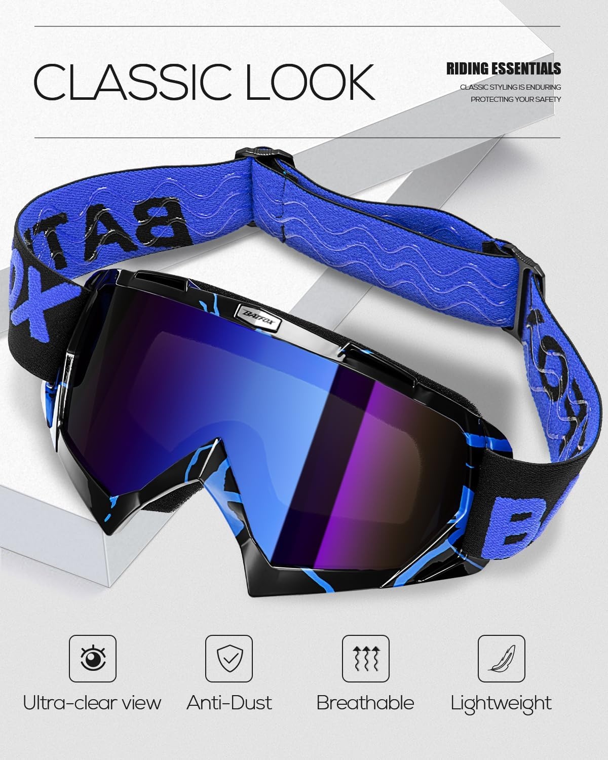 Motorcrossbril met Korting (48%) - Universeel Anti-Condens Zwart Blauw