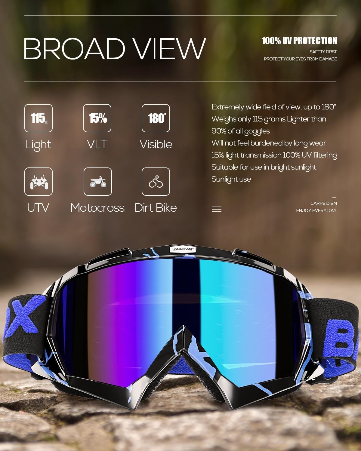 Motorcrossbril met Korting (48%) - Universeel Anti-Condens Zwart Blauw