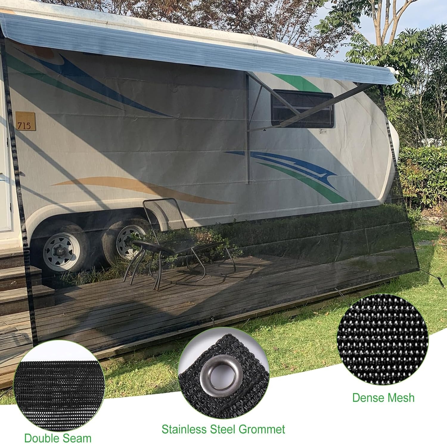 Zijwand Luifel Camper Caravan Universeel Zwart 33% Korting