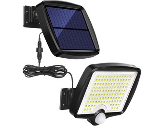 LED Buitenlamp met Sensor & Zonnepaneel - Zwart (37% Korting)