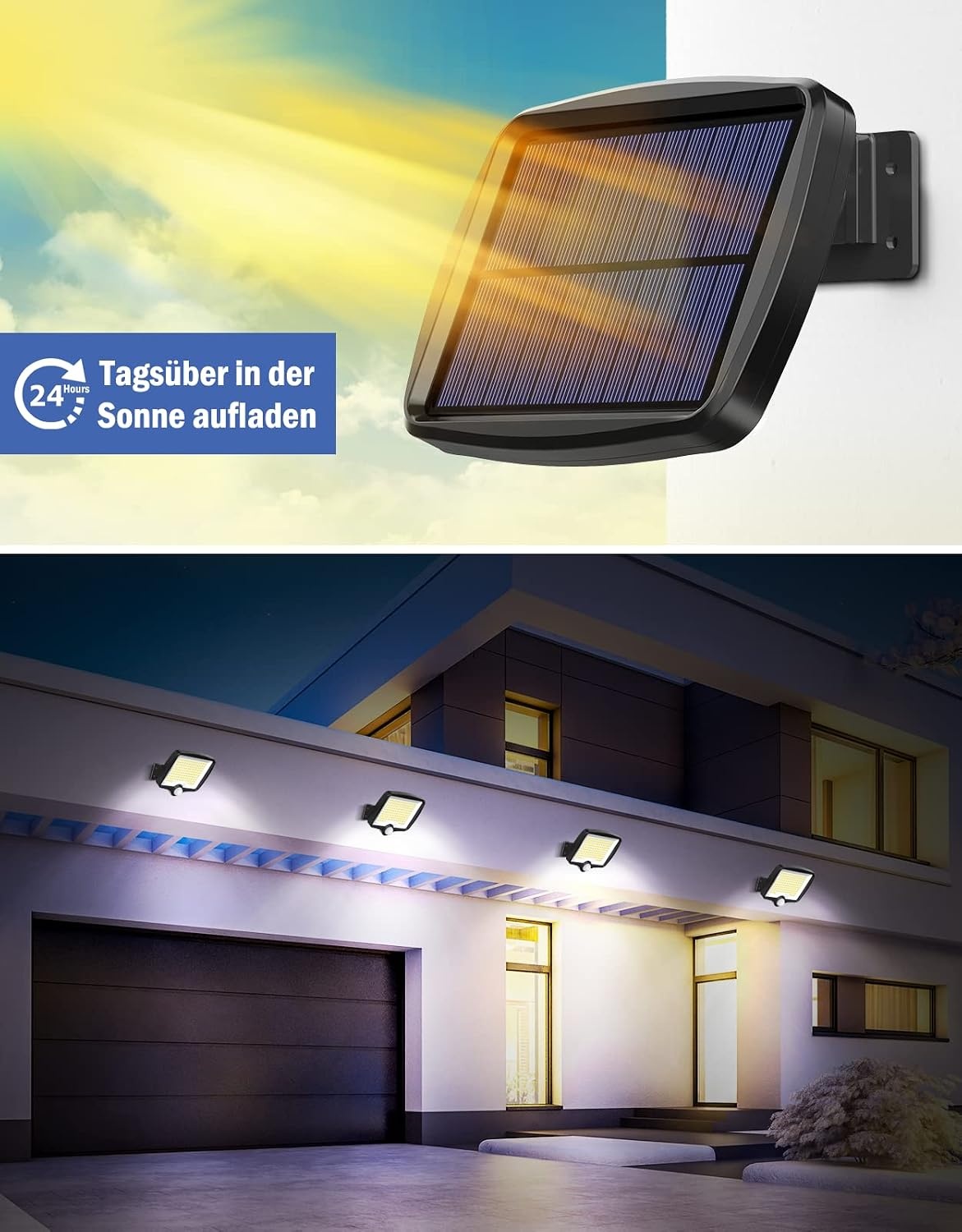 LED Buitenlamp met Sensor & Zonnepaneel - Zwart (37% Korting)