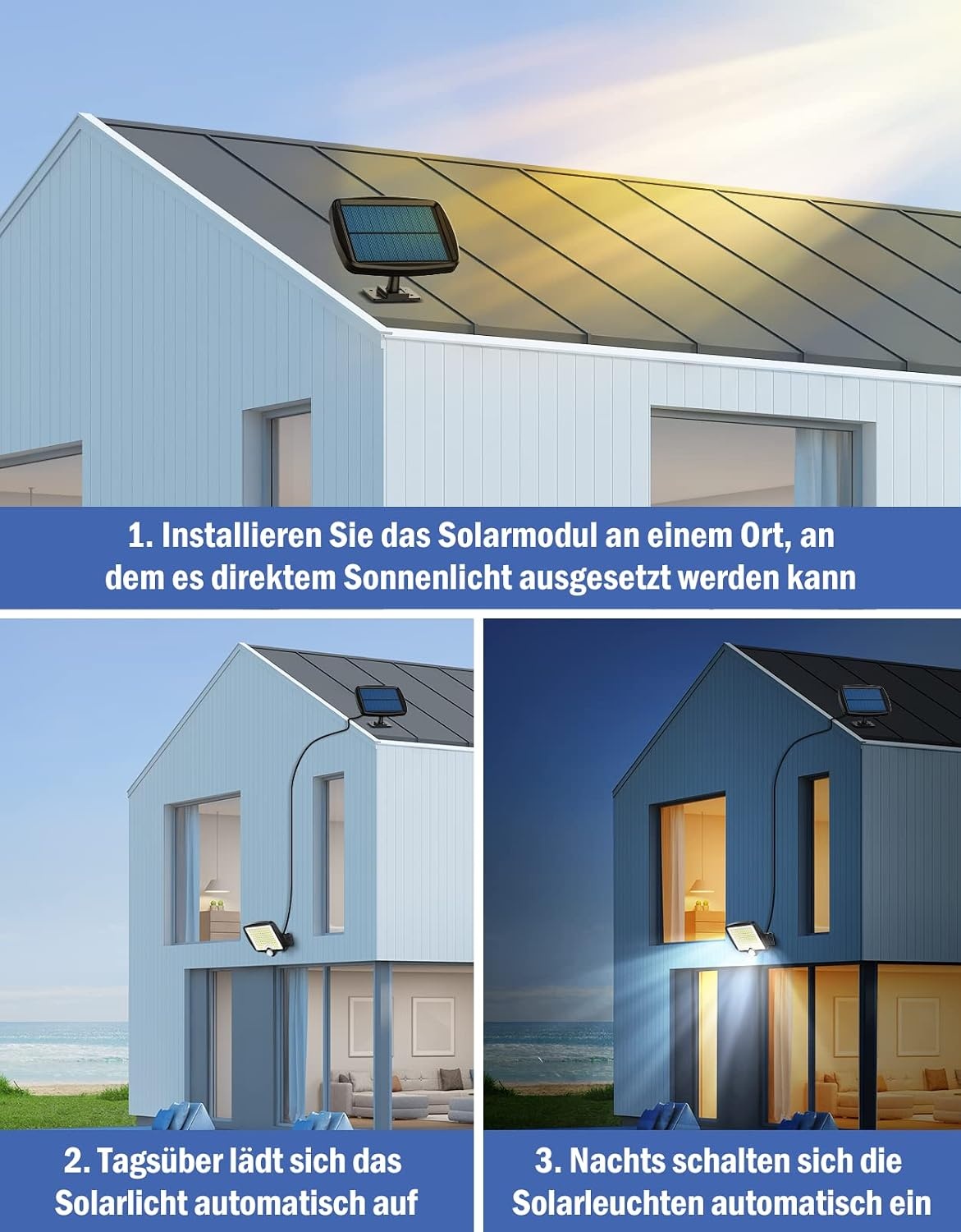 LED Buitenlamp met Sensor & Zonnepaneel - Zwart (37% Korting)