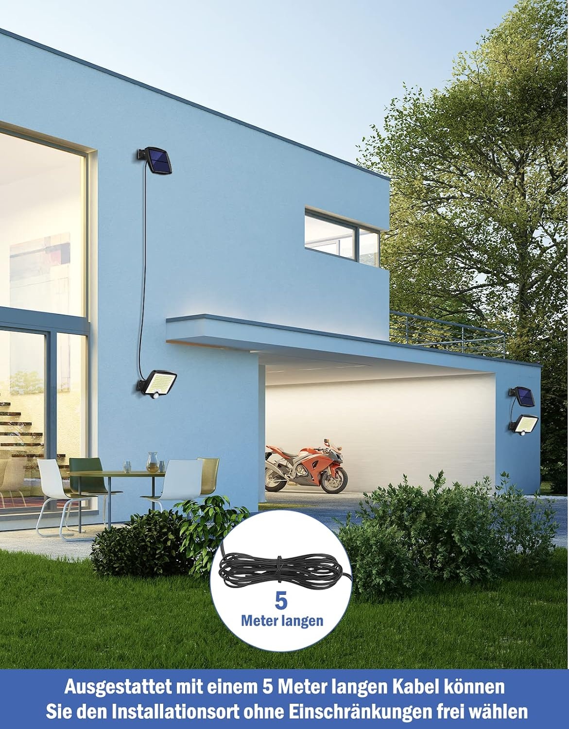 LED Buitenlamp met Sensor & Zonnepaneel - Zwart (37% Korting)