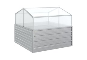 vidaXL Plantenbak met kas verhoogd 100x100x85 cm zilverkleurig