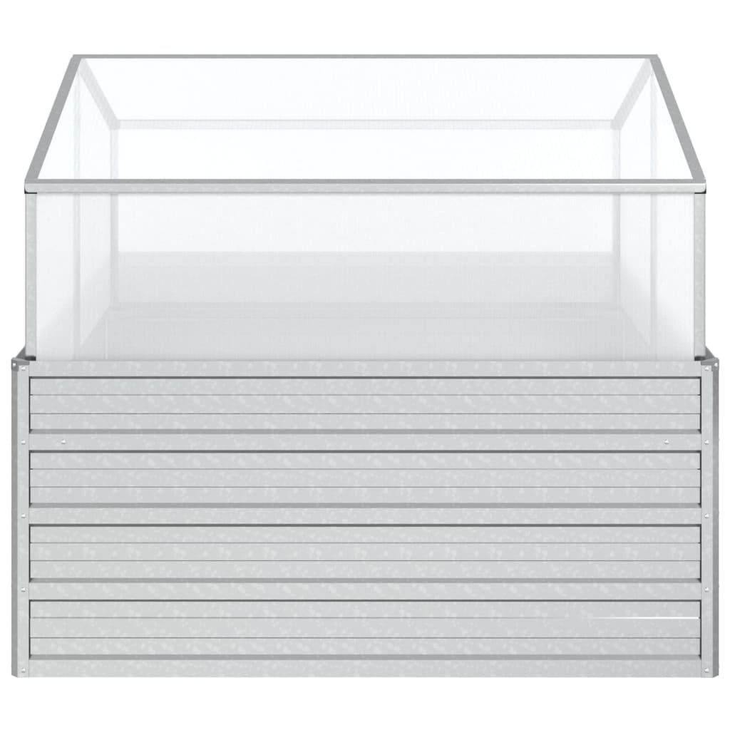 vidaXL Plantenbak met kas verhoogd 100x100x85 cm zilverkleurig
