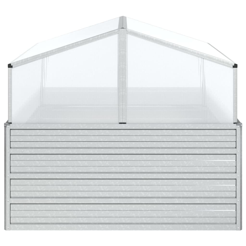 vidaXL Plantenbak met kas verhoogd 100x100x85 cm zilverkleurig