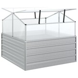 vidaXL Plantenbak met kas verhoogd 100x100x85 cm zilverkleurig