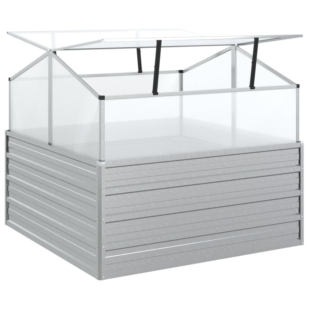 vidaXL Plantenbak met kas verhoogd 100x100x85 cm zilverkleurig
