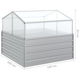 vidaXL Plantenbak met kas verhoogd 100x100x85 cm zilverkleurig