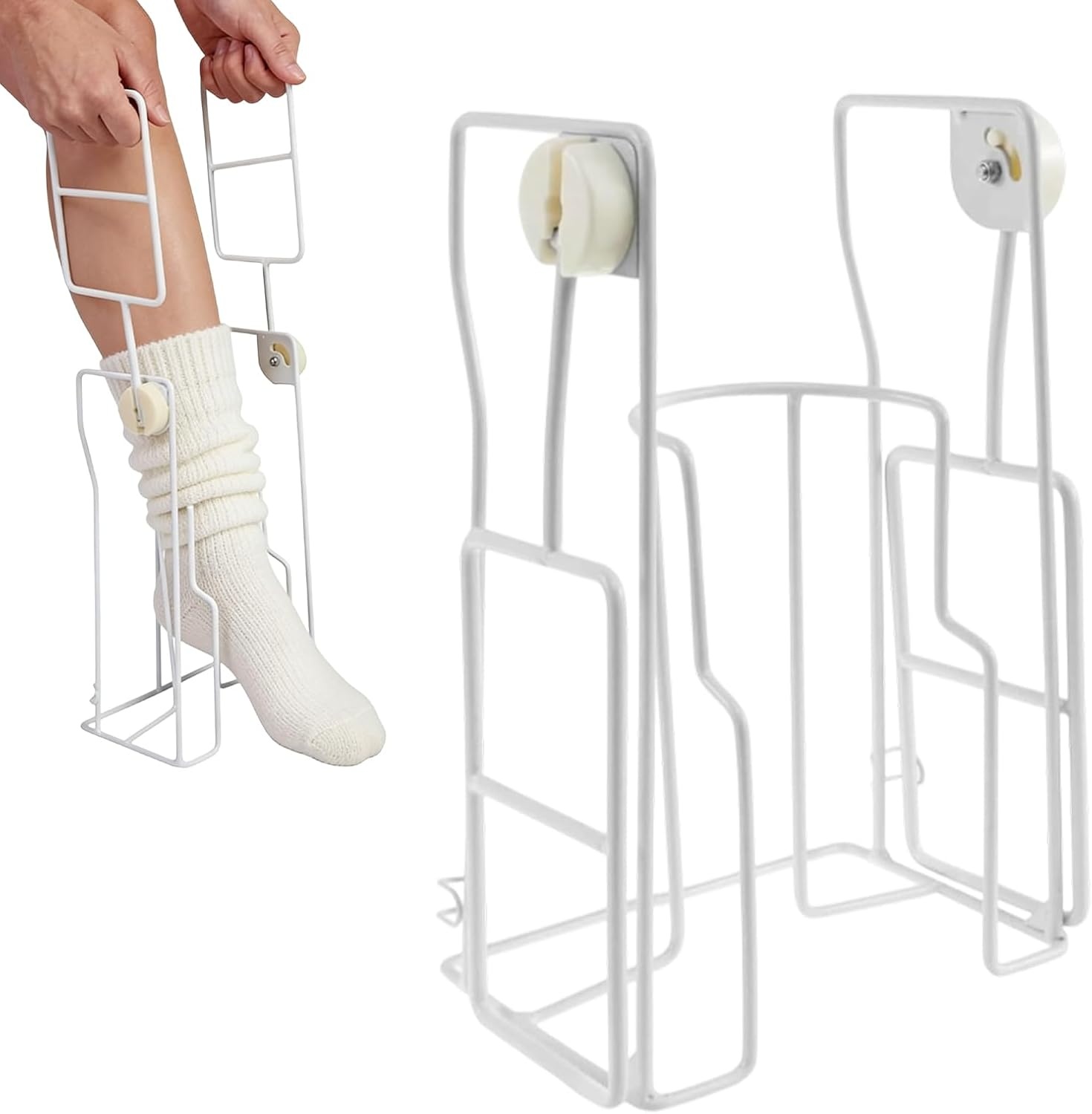 Aantrekhulp voor compressiekousen, aantrekhulp voor sokken en kousen met verlengde handgreep, niet bukken, compressiekousen, aantrekhulp voor senioren, zwangere vrouwen, mensen die onroerend goed