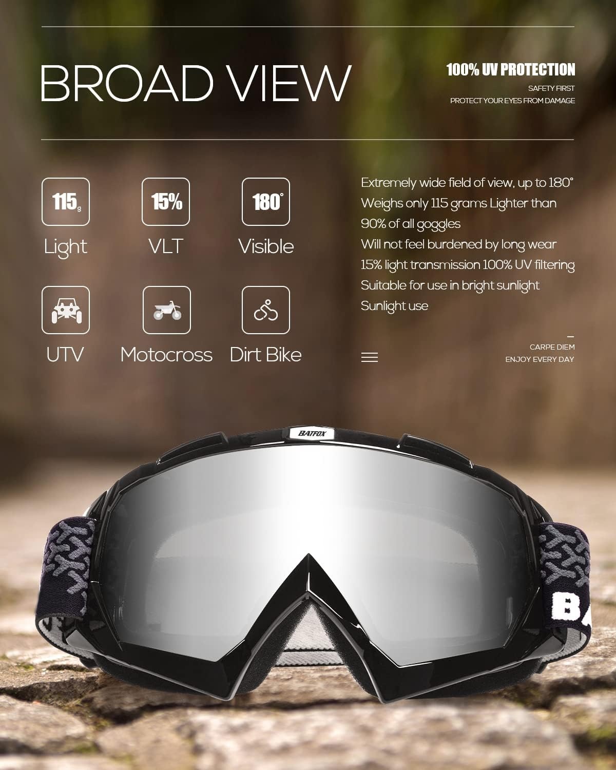 Motorcrossbril, MTB-bril, dirtbike, ATV, crossbril, skibril, veiligheidsbril, tactische motorbril voor heren, dames, jongeren