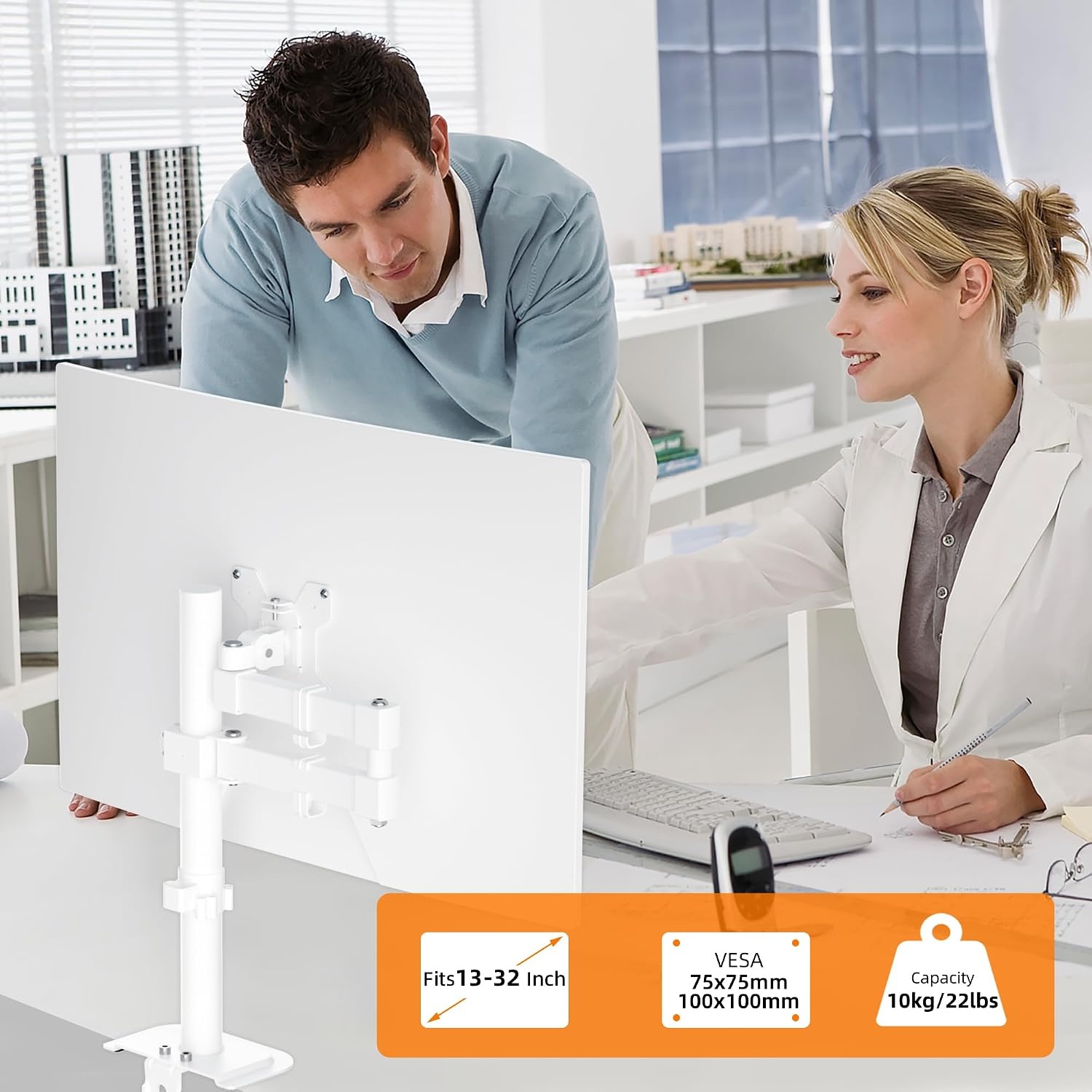 Monitorarm Wit 80cm Hoog - 13-32 inch Schermen | 31% Korting