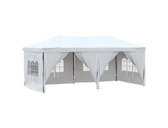 Inklapbare Partytent met Zijwanden 3x6 m Wit - 35% Korting