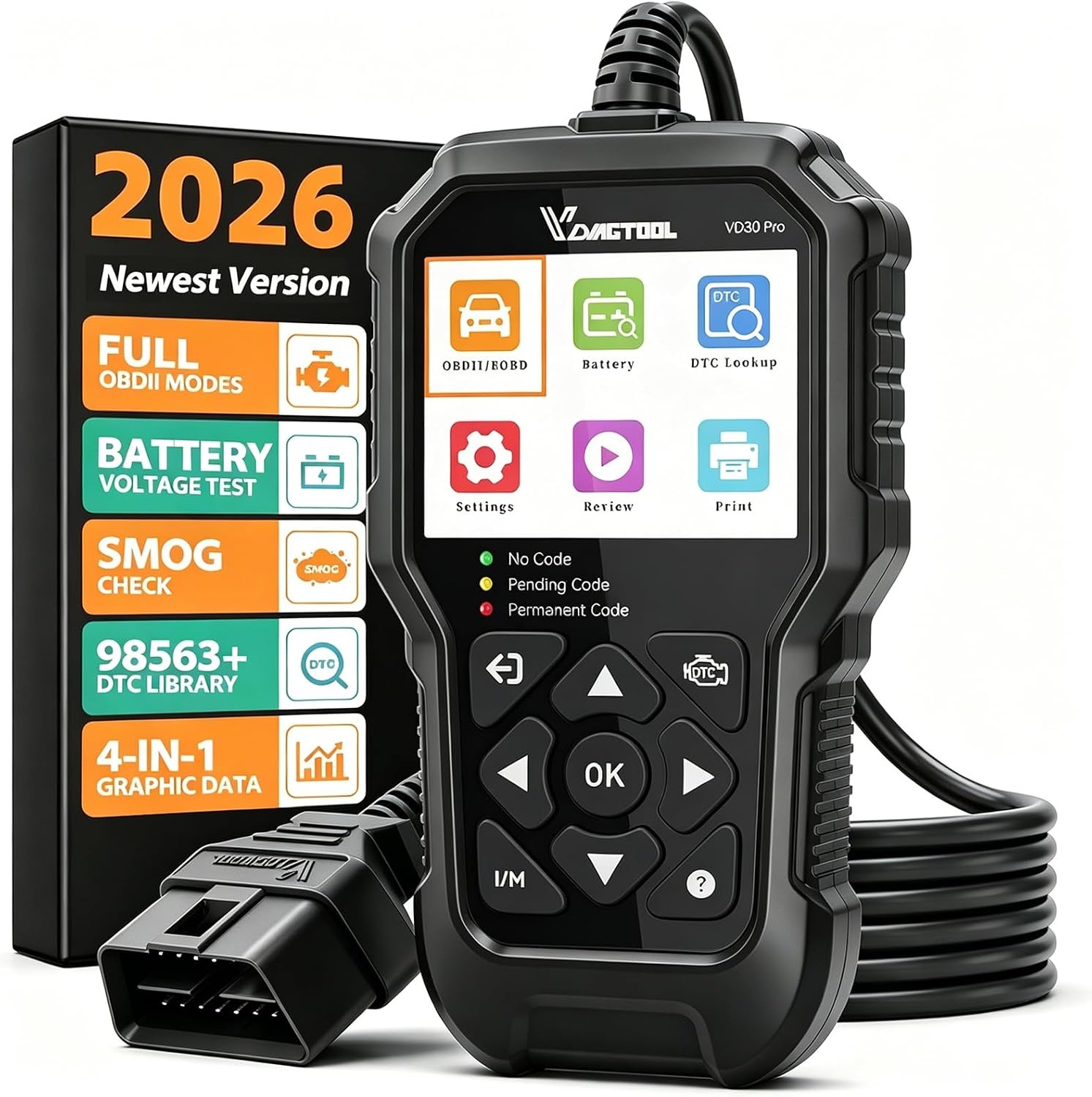 OBD2 Scanner VD30 Pro - Motorcodes Lezen/Wissen - 34% Korting