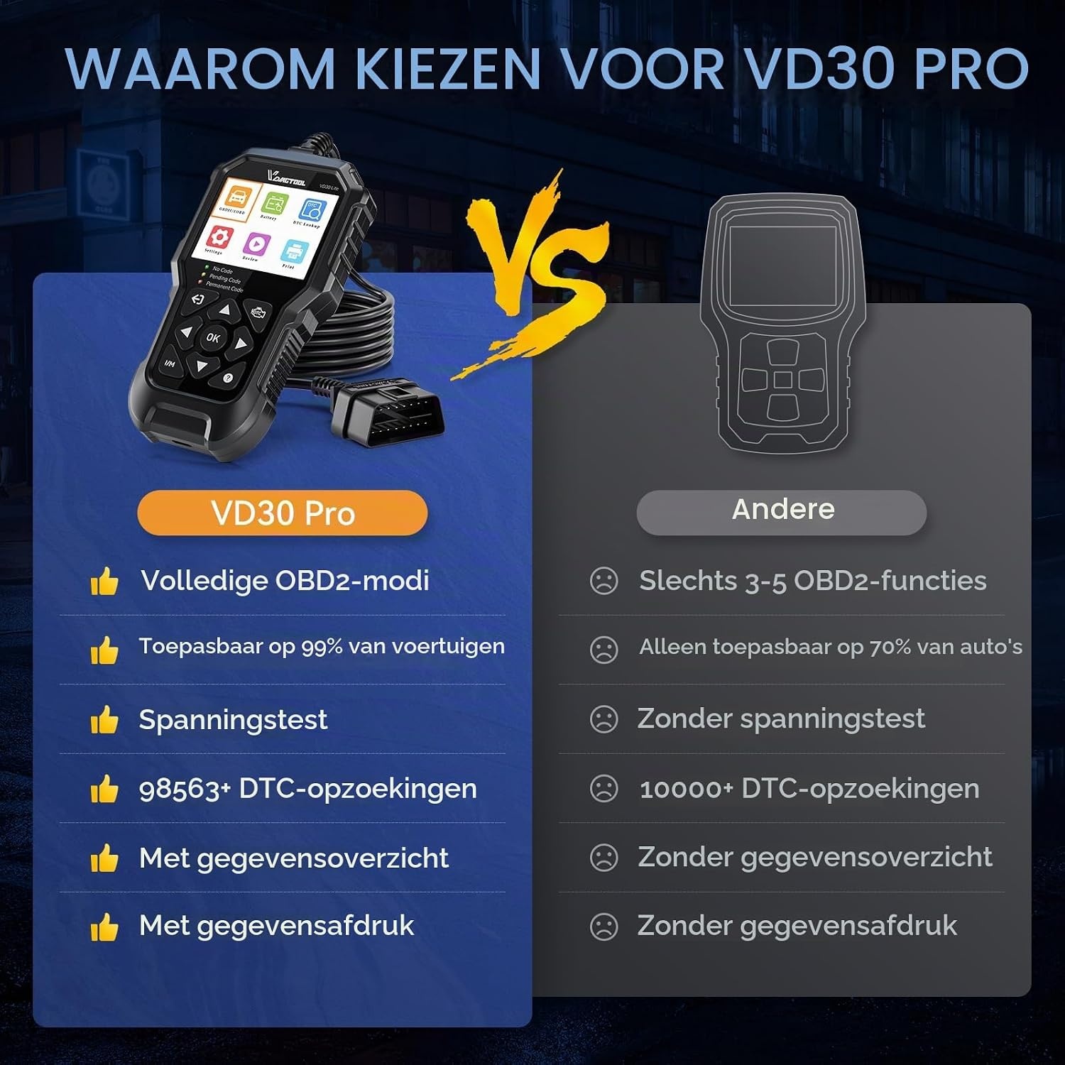 OBD2 Scanner VD30 Pro - Motorcodes Lezen/Wissen - 34% Korting