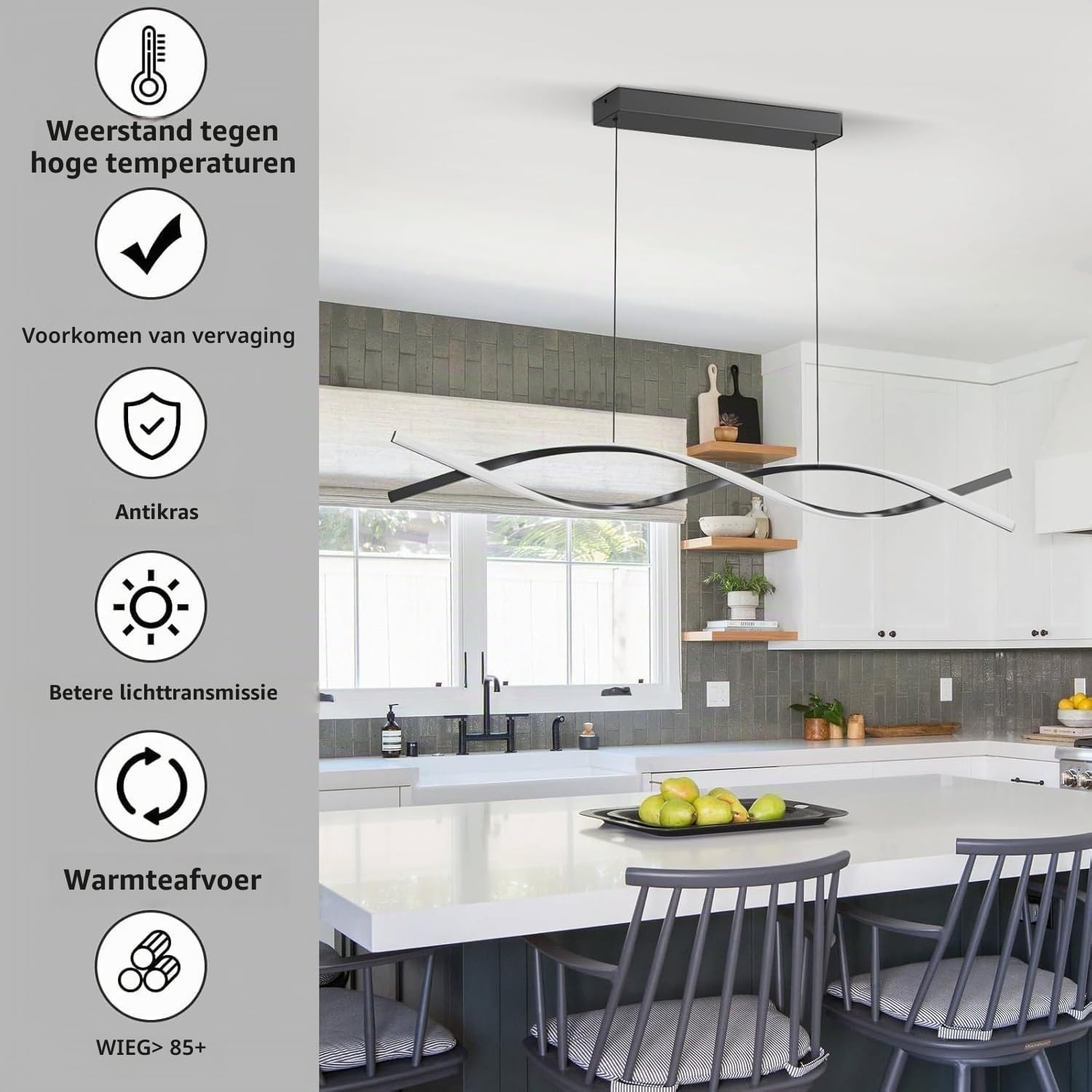 Zwarte LED Hanglamp 120cm Eettafel - 34% Korting