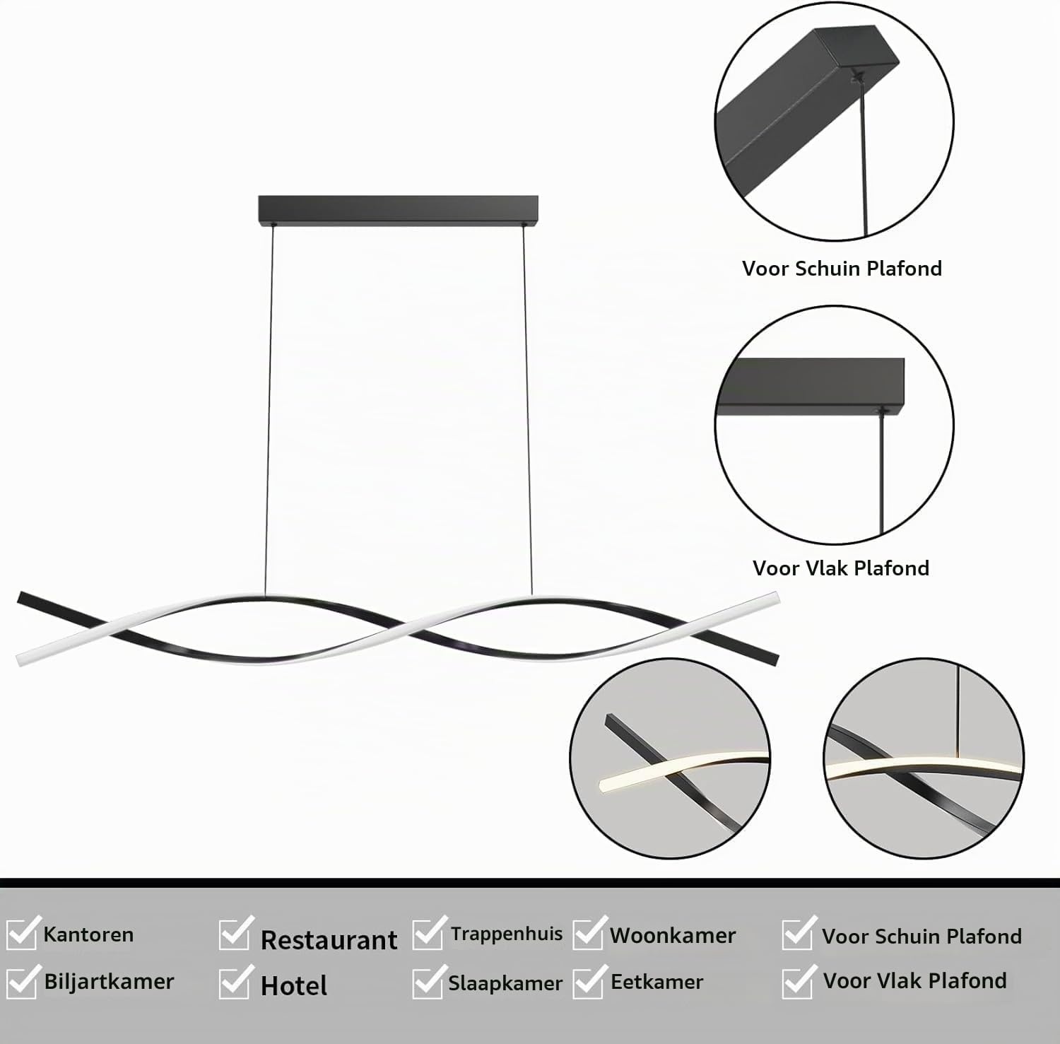 Zwarte LED Hanglamp 120cm Eettafel - 34% Korting