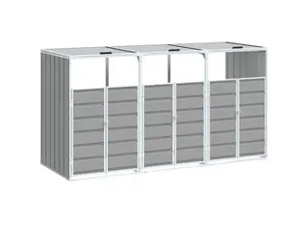 Containerberging voor 3 afvalbakken (216x81x115 cm) - Grijze Staal - 35% Korting