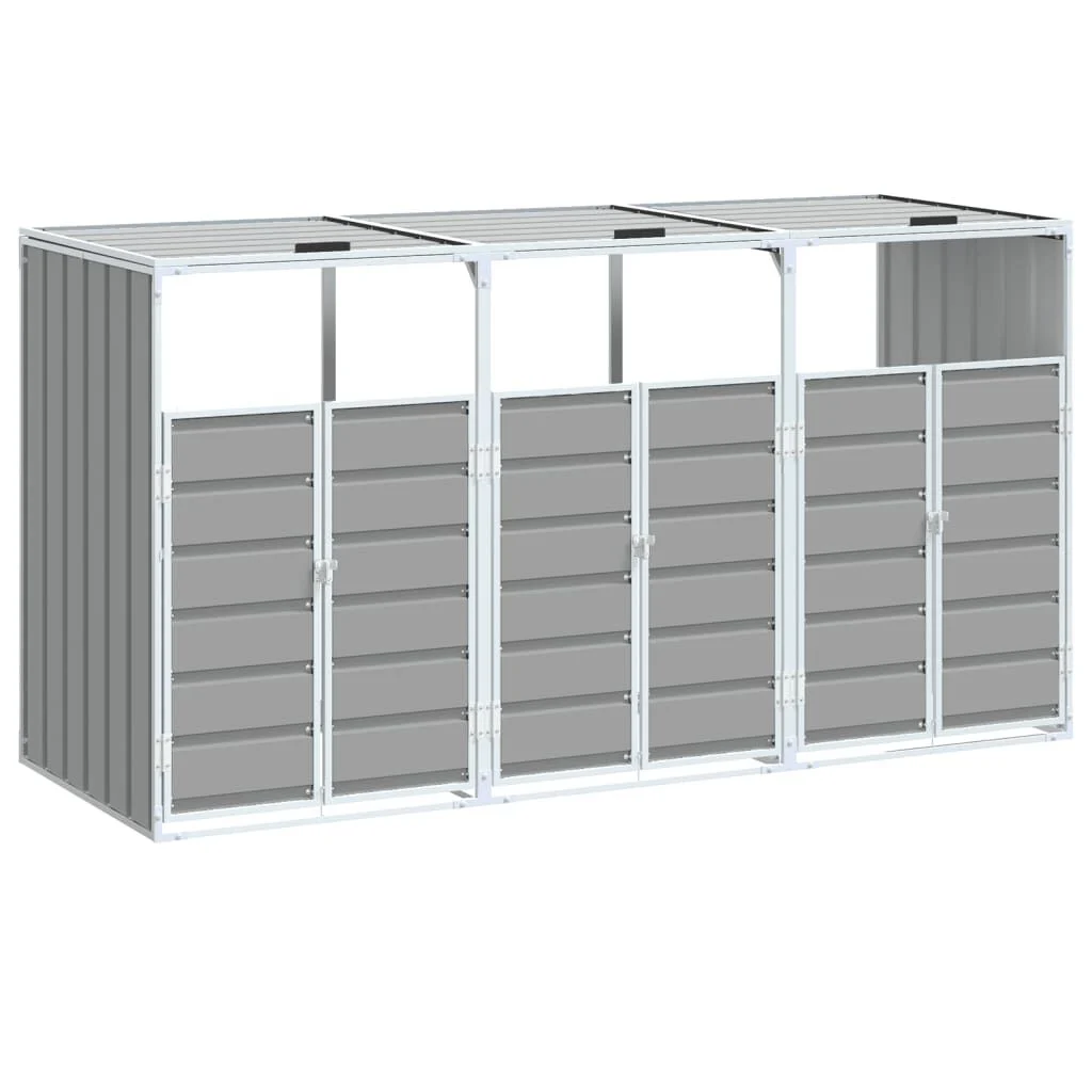 Containerberging voor 3 afvalbakken (216x81x115 cm) - Grijze Staal - 35% Korting
