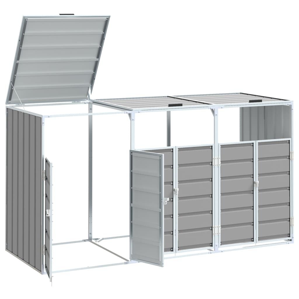 Containerberging voor 3 afvalbakken (216x81x115 cm) - Grijze Staal - 35% Korting