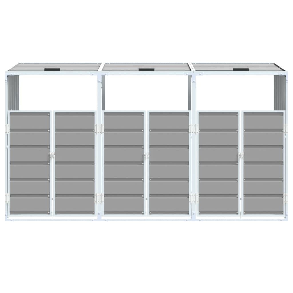 Containerberging voor 3 afvalbakken (216x81x115 cm) - Grijze Staal - 35% Korting