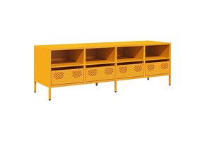 TV-meubel 135x39x43,5 cm Staal Mosterdgeel met 4 Lades - 47% Korting