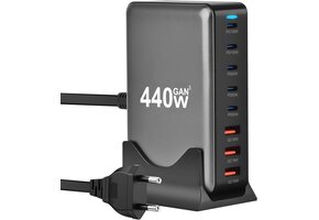 GaN Oplader 440W | 8 Poorten | 50% Korting | MacBook, iPhone, iPad Snellader
