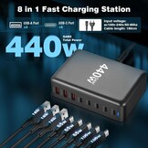 Krachtige 440W GaN Snellader met 8 Poorten (33% Korting!)