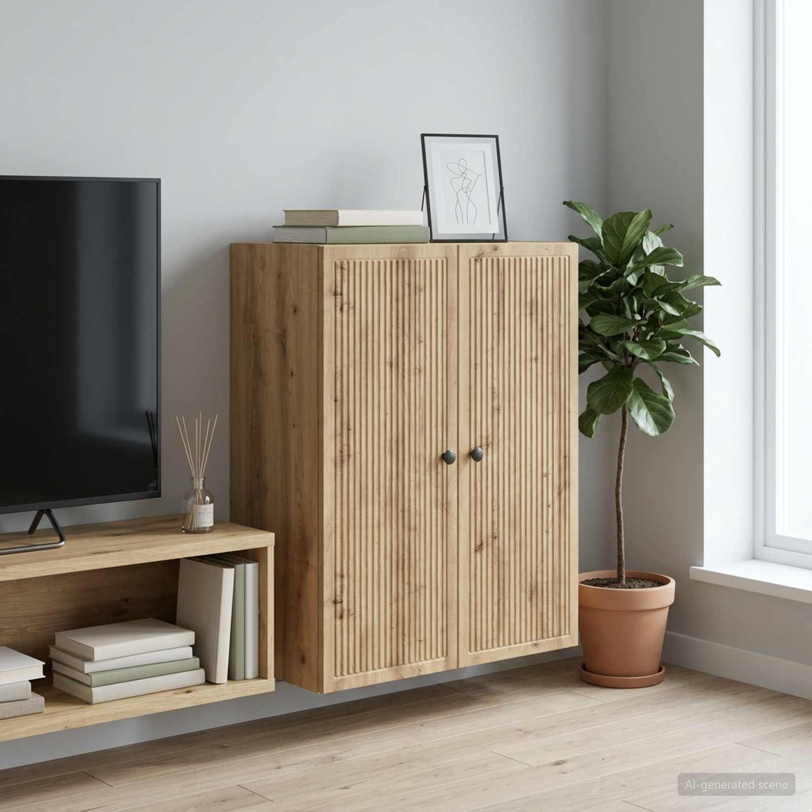 vidaXL Wandkast Bewerkt Hout Artisanaal Eiken - 34% Korting