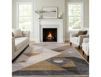 Modern Vloerkleed Taupe 140x200 cm - Wasbaar & Antislip