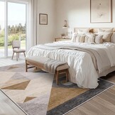 Modern Vloerkleed Taupe 140x200 cm - Wasbaar & Antislip