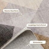 Modern Vloerkleed Taupe 140x200 cm - Wasbaar & Antislip