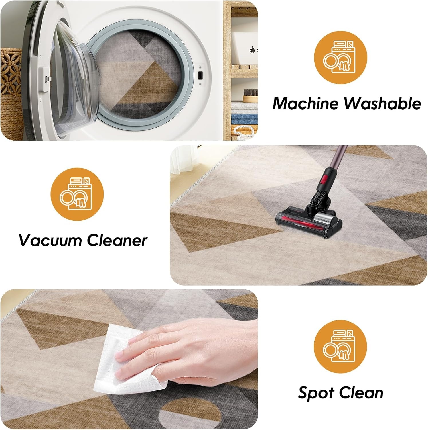 Modern Vloerkleed Taupe 140x200 cm - Wasbaar & Antislip