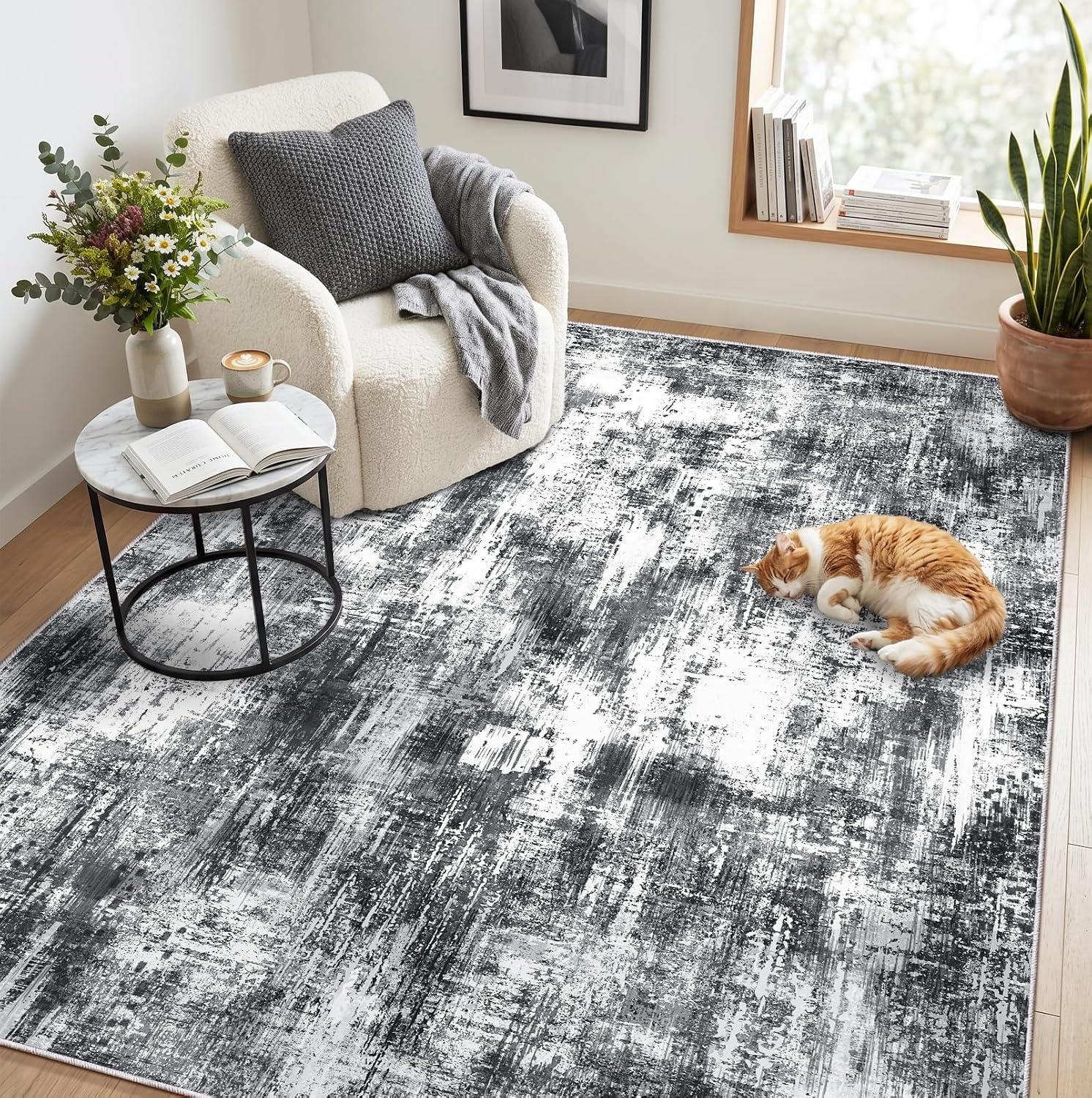 Modern Vloerkleed Taupe 140x200 cm - Wasbaar & Antislip