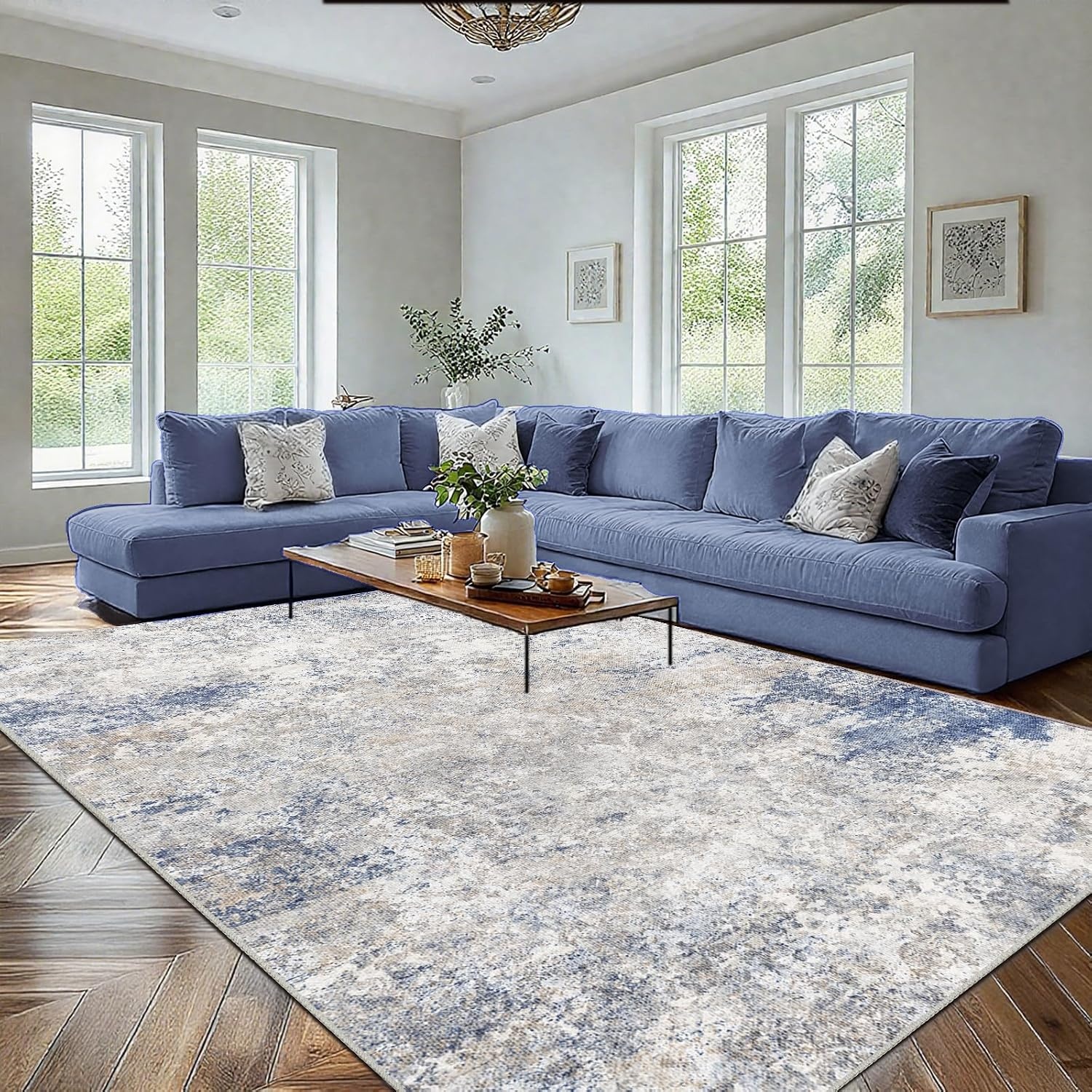 Modern Vloerkleed Taupe 140x200 cm - Wasbaar & Antislip
