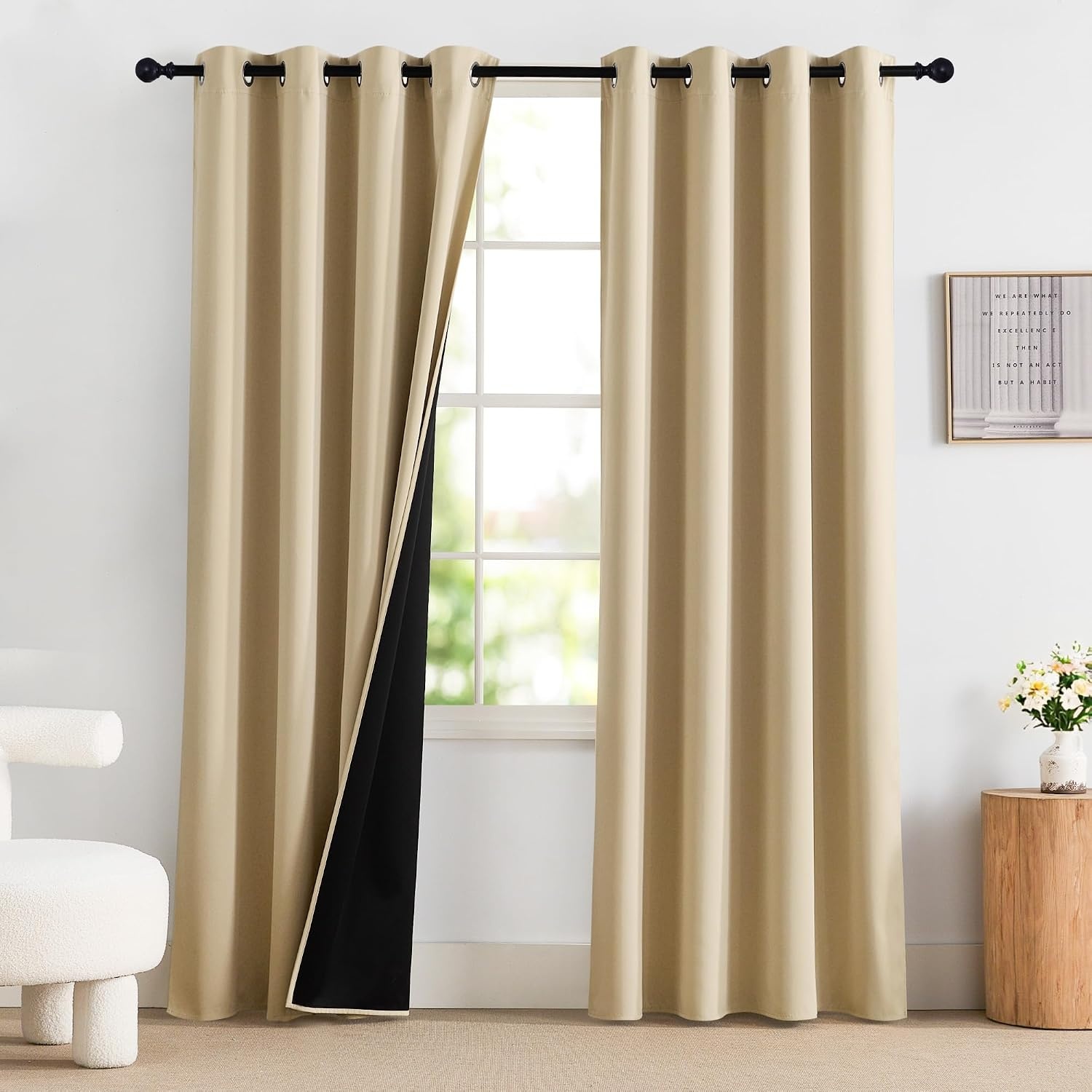 Verduisterende Gordijnen 140x220cm - Biscotti Beige (2 stuks) - 29% Korting