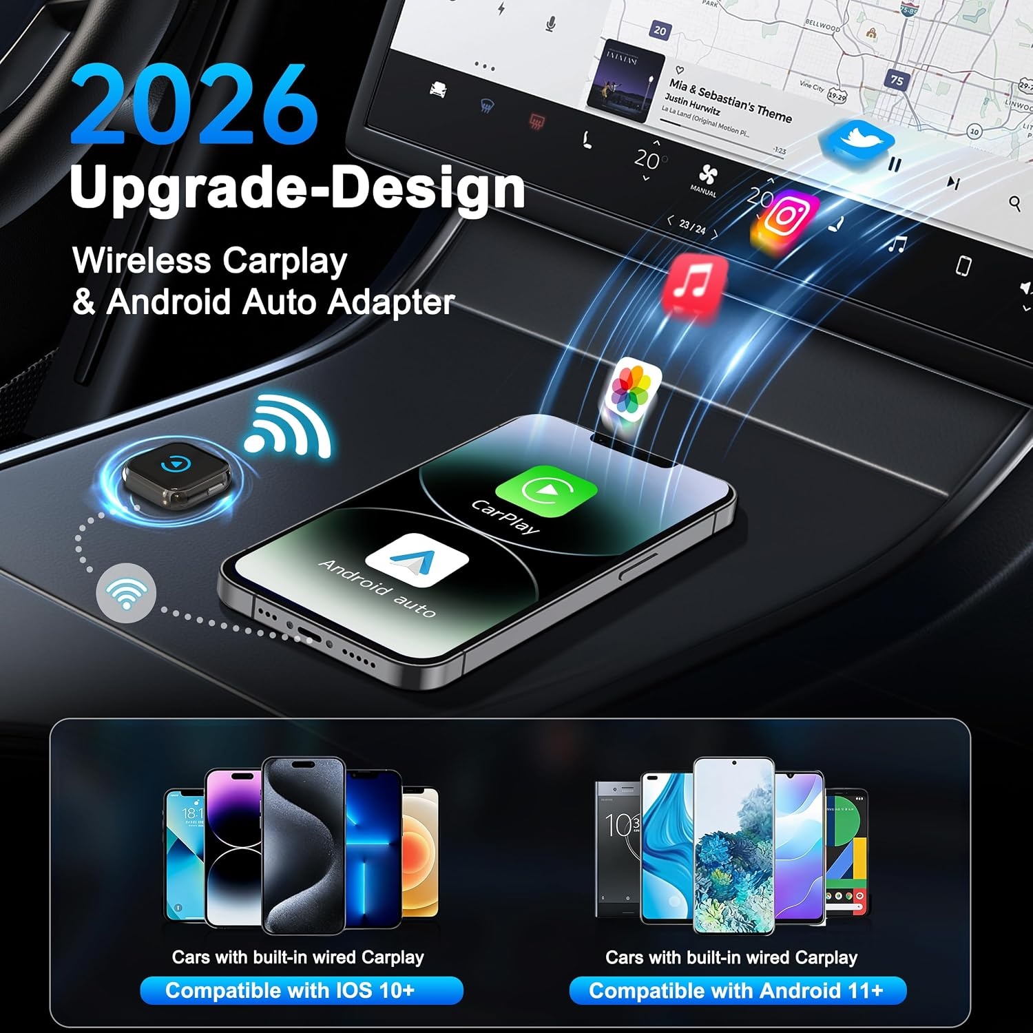Draadloze CarPlay/Android Auto Adapter - 33% Korting