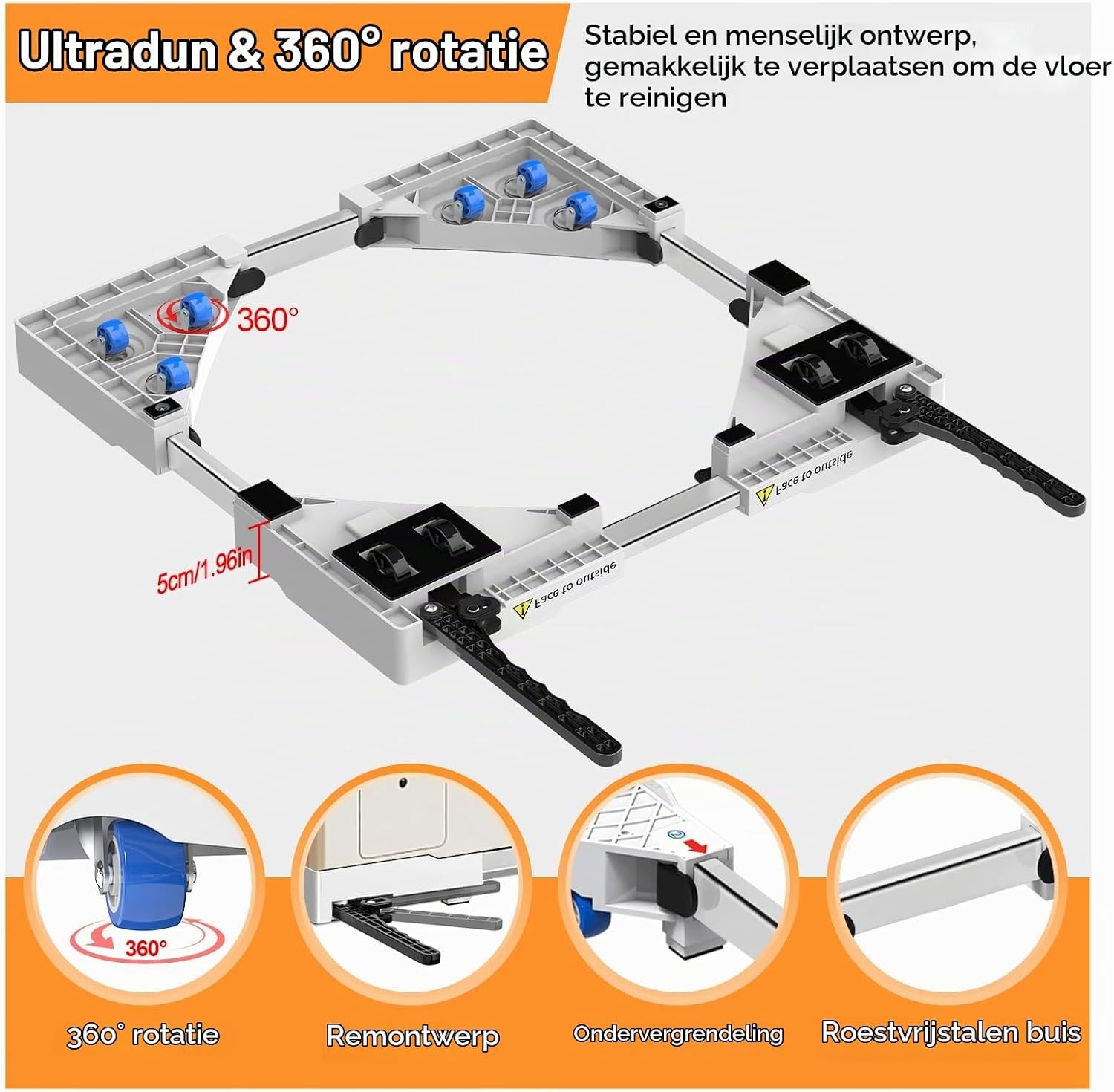 Universeel Wasmachine Onderstel - 42-69 cm | 34% Korting
