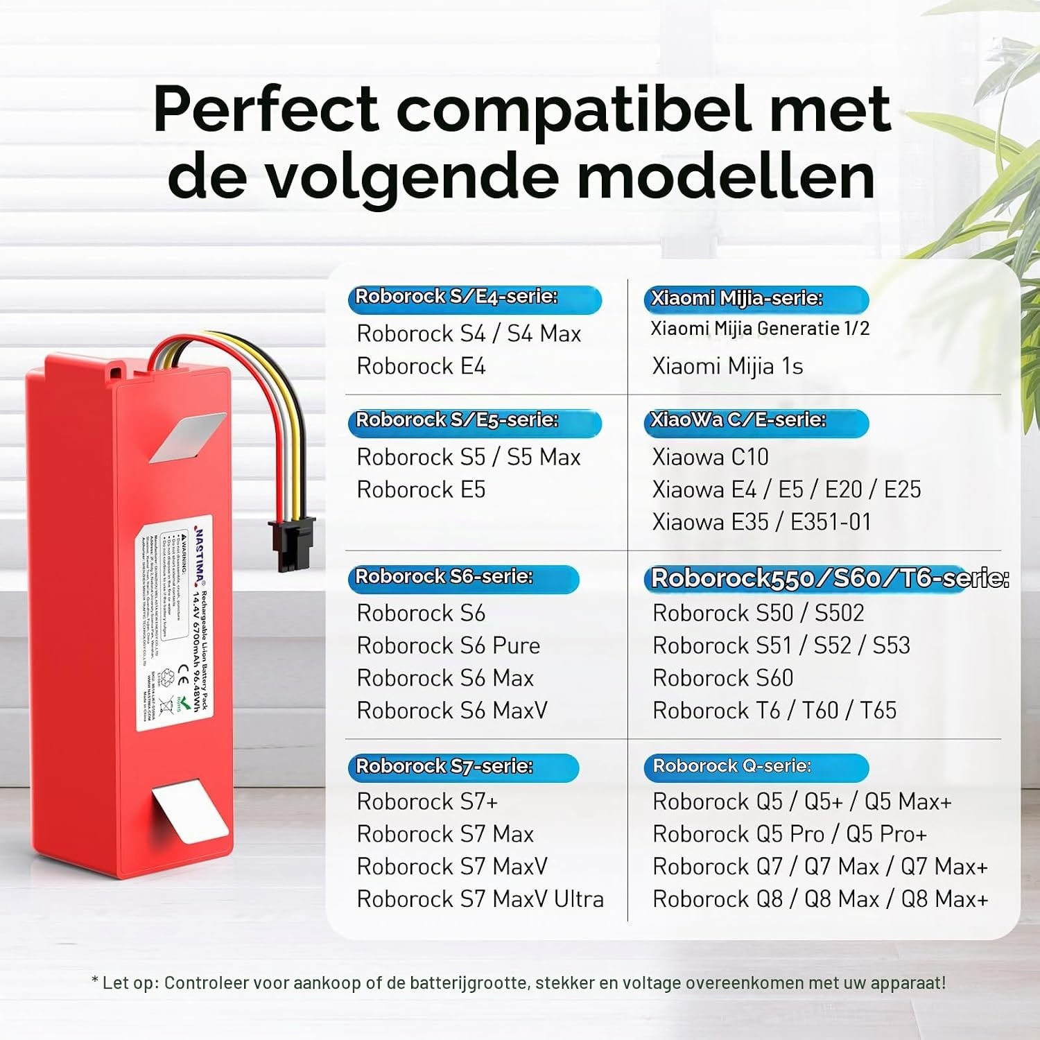 Accu voor Xiaomi Roborock stofzuigers - 6700mAh, 14.4V - 32% Korting!