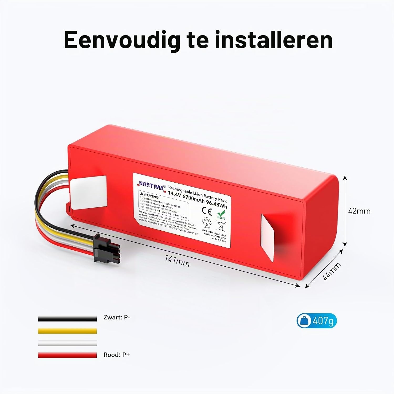 Accu voor Xiaomi Roborock stofzuigers - 6700mAh, 14.4V - 32% Korting!