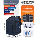 Diepblauwe Reisrugzak Handbagage 45x36x20 cm | Laptopvak | 30L | 33% Korting