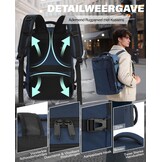Diepblauwe Reisrugzak Handbagage 45x36x20 cm | Laptopvak | 30L | 33% Korting
