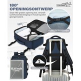 Diepblauwe Reisrugzak Handbagage 45x36x20 cm | Laptopvak | 30L | 33% Korting