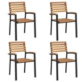 VidaXL Stapelbare Tuinstoelen (4 st.) Massief Acaciahout & Metaal - 35% Korting