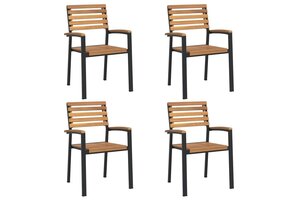 vidaXL Stapelbare Tuinstoelen - 4 Stuks, Acaciahout & Metaal (41% Korting)